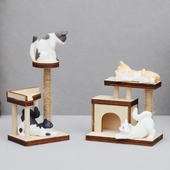 Кукольный домик 1 шт. 1: 12 Миниатюрная модель каркаса для лазания кошек Мебель для домашних животных Игрушки для домашнего декора Аксессуары для кукольного дома