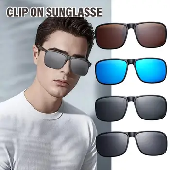 Поляризованные солнцезащитные очки-клипсы Для женщин и мужчин с линзами UV400, очки для водителя автомобиля, Антибликовые, откидывающиеся, винтажные квадратные очки-клипсы Унисекс