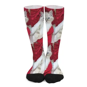 Рождественские носки с котенком Рэгдолл, женские компрессионные носки, хлопчатобумажные носки, мужские носки