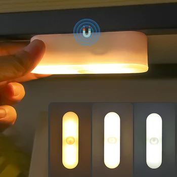 Светодиодные сенсорные ночники, настенный светильник с магнитным основанием, заряжаемый через USB, 3 режима, портативная лампа с датчиком затемнения, Прикроватный декор для кабинета и чтения