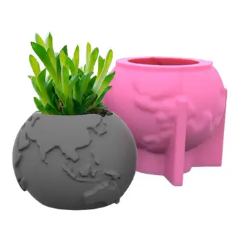 Силиконовая форма для кашпо для сочных растений, мягкая и многоразовая форма для кашпо в форме шара, форма для цветов из бетона для свечей, глина, Цементный ящик для хранения.