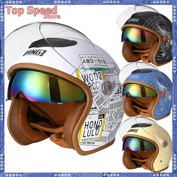 Защитный шлем для лица Мотоциклетный 3/4 открытой емкости для автоцикла для гонок на мотоциклах ABS Защитный головной убор Vehicle Voyage HD с двумя объективами