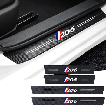 Интерьер автомобиля для Peugeot 206 Значок из углеродного волокна Дверной порог, накладка на порог, наклейки на защитные полосы, накладки на педали