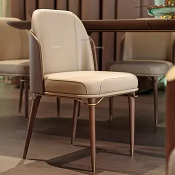 Обеденный стул со спинкой из скандинавской кожи, мебель для дома, американские обеденные стулья из массива дерева, Легкое Роскошное кресло для переговоров для отдыха