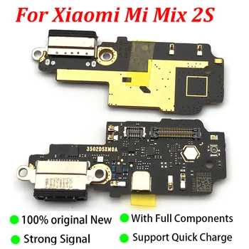 100% Оригинальный зарядный порт для Xiaomi Mi Mix 2S, зарядная плата Mix2s, USB-док-станция, печатная плата, гибкий кабель, микрофон, Замена платы микрофона