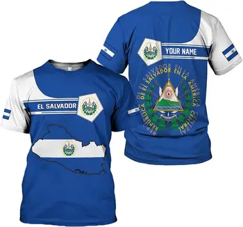2023 Летняя футболка El Salvador, Сделай сам, Бесплатное Пользовательское имя, Номер, Мужская и женская футболка с 3D принтом, Мужская одежда с круглым вырезом Оверсайз