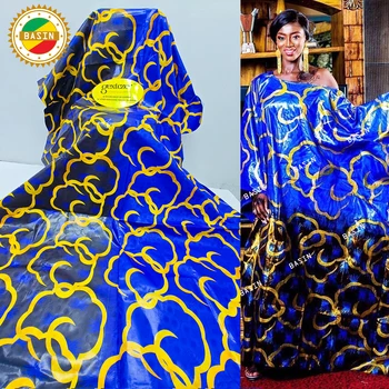 2023 Высококачественный Базен Riche с принтом Гвинеи и Сенегала, 100% хлопок Королевского синего цвета, оригинальный Нигерийский Жаккардовый кружевной материал
