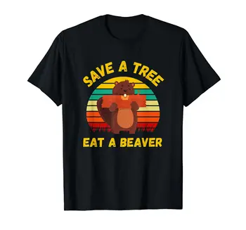 100% Хлопок, спасите дерево, съешьте бобра, забавная футболка с юмором для взрослых, мужские и женские футболки УНИСЕКС, Размер S-6XL