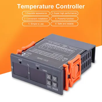 STC-3028 Термометр Гигрометр Контроллер инкубатора AC 220 В DC 12 В 24 В Двойной цифровой Термостат Контроль температуры и влажности