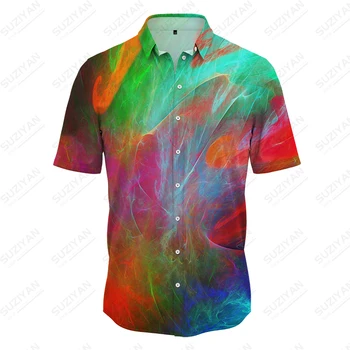 Летняя новая мужская рубашка цветущего цвета с 3D принтом мужская рубашка в уличном повседневном стиле модная мужская рубашка