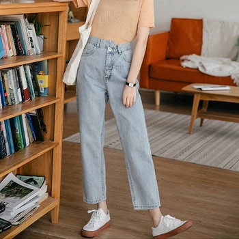 Женские прямые джинсовые брюки в корейском стиле