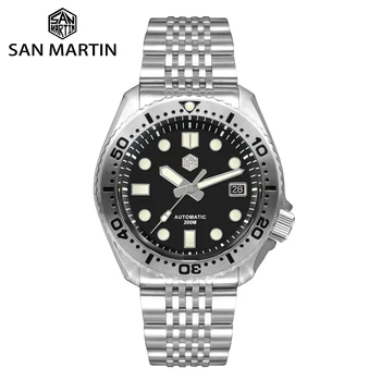 San Martin, Сапфировое зеркало топового бренда, Роскошные мужские часы для дайвинга, Abalone NH35, Механические наручные часы для деловых людей, светящиеся 20 бар