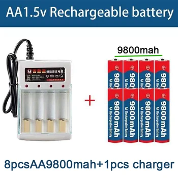 100% оригинальная батарея типа АА емкостью 9800 мАч + зарядное устройство 1шт, используется для ярких фонариков, бритв, игрушечных машинок и т. Д