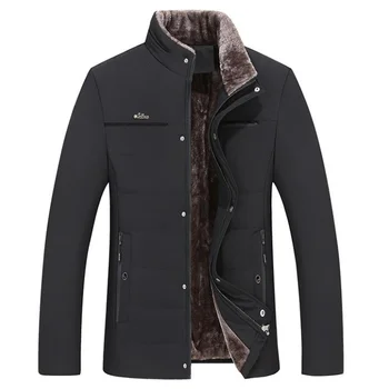 Зимняя мужская куртка из теплого флиса, деловой повседневный воротник-стойка, толстое пальто Parker с мехом -30 градусов