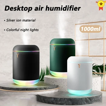 1000 Мл Белый Мини-Увлажнитель воздуха, Диффузор эфирного масла с романтической Лампой, USB-Туманообразователь, Увлажнители для Ароматерапии для дома