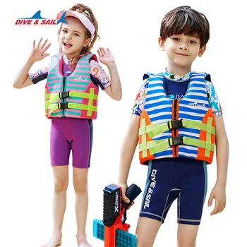 Детский неопреновый мультяшный спасательный жилет для мальчиков и девочек, начинающих плавать, поролоновая куртка для плавания, жилет для плавучести для пляжных водных видов спорта