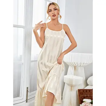 Женское платье с подвесками, высококачественная шелковая женская ночная рубашка, сексуальная длинная пижама, комплект домашнего костюма, может быть изношен