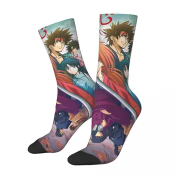 Забавный Сумасшедший Носок для Мужчин, Винтажный Плакат Harajuku Rurouni Kenshin Manga, Качественный Носок С Принтом Экипажа, Повседневный Подарок