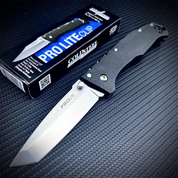 Синий / черный складной нож с ручкой G10 из холодного оружия Outood Tanto Blade, снаряжение для выживания в джунглях на открытом воздухе, EDC ножи - CS PRO Lite