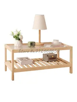 Простой чайный столик из массива дерева в стиле Ins, маленький семейный столик из японского закаленного стекла, креативный журнальный столик, приставной столик для дивана