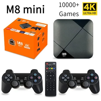Игровая приставка M8 Mini tv box S905 Android 10 7000 Игр 4G WiFi 4K 64G Беспроводной контроллер Game Stick