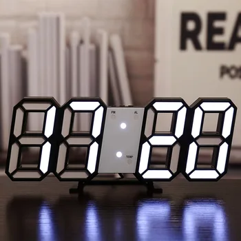 USB 3D LED Цифровые настольные часы Ночник Будильник Цифровой дисплей с температурой и влажностью Календарь Wallclock