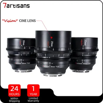 7artisans 25 мм 35 мм 50 мм T1.05 Кинообъектив Vision для Canon RF Fuji X Sony E M4/3 Panasonic L Mount APS-C Camera Lente
