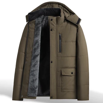 Зимнее Пальто Мужская Повседневная Куртка Модные Парки Мужская Съемная Шляпа Длинная Теплая Ветровка Классический Деловой Hombre Толстый 2023