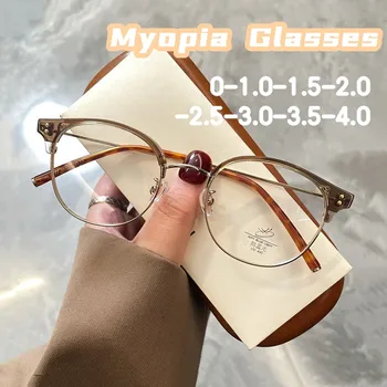 Роскошные дизайнерские круглые очки от близорукости для женщин, очки Унисекс по рецепту, Винтажные Металлические Прозрачные очки без диоптрий
