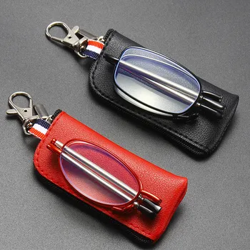 Новые женские Мужские портативные складные очки для чтения, Брелок, Антенна, Очки с защитой от радиации и синего света, очки с сумкой для хранения