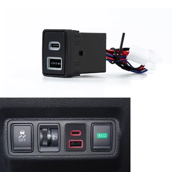 Автомобильное Быстрое Зарядное Устройство TYPE-C PD QC3.0 с Интерфейсом USB и Двойной Розеткой для Nissan Teana Sylphy Qashqai X-TRAIL Serena Bluebird Navara