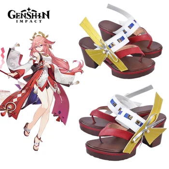 Игра Genshin Impact Yae Miko Guuji Yae, Босоножки для косплея, Аниме, Женская обувь на высоком каблуке и платформе, Повседневная Милая Модная обувь Cos