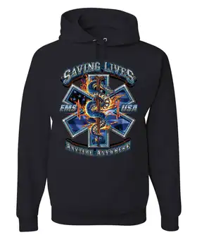 Спасение жизней В любое время и в любом месте EMS Medic Аварийно-спасательный пуловер с капюшоном из 100% хлопка Удобная Повседневная мужская модная уличная одежда
