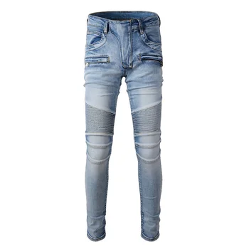 Модные мужские джинсы AM, джинсовые брюки с вышивкой, модные эластичные облегающие брюки wild pants высокого качества