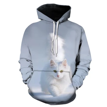 Толстовка с изображением милого кота с животными 3D, Весенне-осенний пуловер, толстовка с капюшоном, подходящие Модные толстовки, Женская, мужская, Женская одежда Унисекс y2k