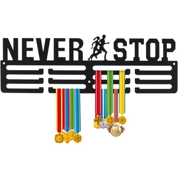 Вешалка для медалей NewMedal, настенный железный стеллаж для медалей, Декоративный черный держатель для медалей с вдохновляющими надписями 30-45 Медалей