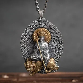 Ожерелье в античном стиле серебряного цвета HX Подвеска тибетского короля Бодхисаттвы, подвеска в виде руки Будды, модные украшения