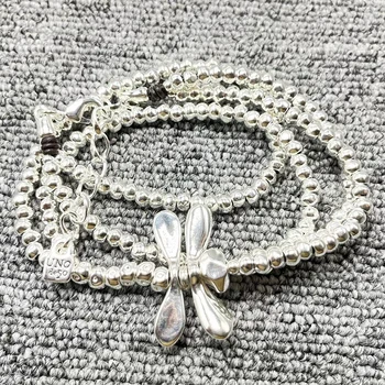 2022U NOde50 Новое Модное Гальваническое ожерелье-бабочка из серебра 925 пробы с двойной цепочкой Изысканный подарок для праздничных украшений