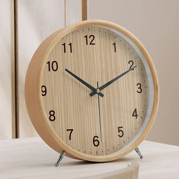Часы из массива дерева в скандинавском стиле, прикроватные часы для спальни, бесшумные часы, креативные простые настольные часы, деревянные часы с маятником, настольные часы