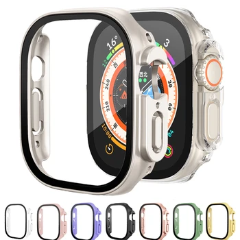 Стекло + чехол для Apple Watch Case Ultra 49 мм, Защитная пленка для ПК, Бампер, Закаленные Аксессуары для умных часов iwatch серии Ultra 49 мм