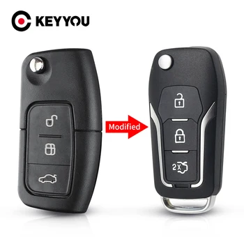 KEYYOU 3 Кнопки Модифицированный Флип-Складной Чехол для Дистанционного Ключа автомобиля Ford Focus 2 3 mondeo Fiesta C Max S Max Galaxy Mondeo key
