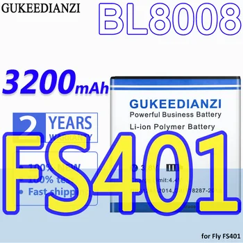 Аккумулятор GUKEEDIANZI Большой Емкости 3200 мАч BL8008 BL 8008 для Аккумуляторных Батарей Fly FS401 FS 401 + Номер для отслеживания