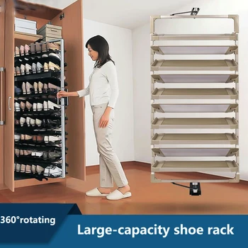 Стойка для обуви, Вращающаяся на 360 °, Регулируемая По высоте Стойка для шкафа для обуви из алюминиевого сплава, Вращающийся Набор оборудования для шкафа для обуви Настраиваемый