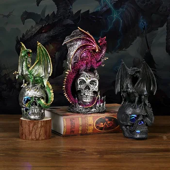 Украшения из смолы лавового дракона на Хэллоуин, череп, скелет, украшение дракона, креативные подарки