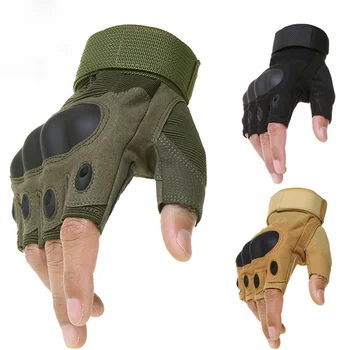 Тактические перчатки С твердым костяшкомспортивные перчатки на полпальца Мужские армейские боевые Мотоциклетные Велосипедные Стрелковые охотничьи перчатки
