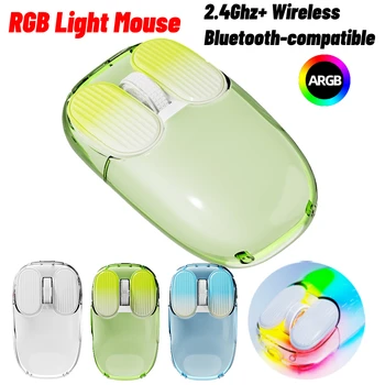 Прозрачная офисная мышь, совместимая с Bluetooth, беспроводная мышь с подсветкой RGB, механическая мышь с зарядкой Type-C для настольных игр