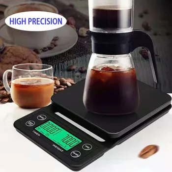 Диапазон 3-5 кг, точность 0,1 г, электронные весы для взвешивания кофе, Кухонные Точные Цифровые ЖК-дисплеи, весы для выпечки