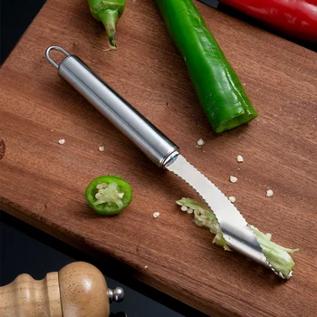 Нож для вырезания сердцевины для перца из нержавеющей стали, креативный нож для нарезки горькой дыни, огурца, чили, овощей, фруктов, быстрого удаления косточек, Кухонные гаджеты