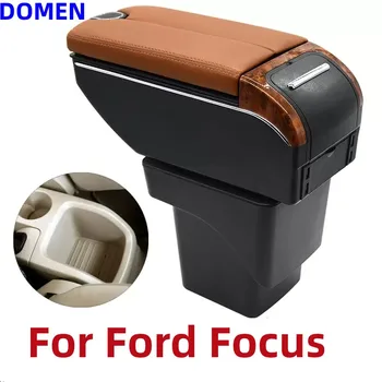 Для Ford Focus подлокотник коробка Детали интерьера Центральное содержимое автомобиля С выдвижным отверстием для чашки Большое пространство Двухслойный USB