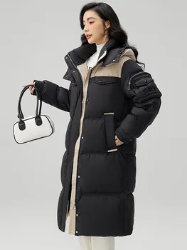 Зимняя модная пуховая куртка 2023, женские теплые парки с капюшоном, парка из биопуха, высококачественное женское стеганое пальто